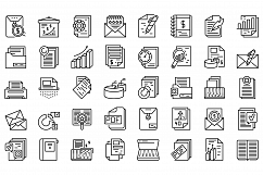 Report icons set, outline style Product Image 1