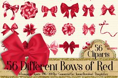56 Red Bows and Ribbons Clip Arts PNG Transparent Product Image 1