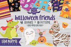 Halloween Friends Clip Art, Patterns, &amp; SVG Cutting Files Product Image 1