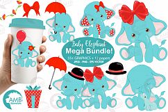 BABY ELEPHANT BUNDLE! 53 cliparts, graphics and illustrations and Patterns AMB-2273 Product Image 1