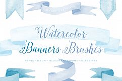 Photoshop Brushes Watercolor Banners with bonus blue clipart Product Image 1