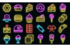 Confectionery icons set vector neon Product Image 1