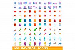 100 universal icons set, cartoon style Product Image 1