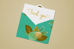 Gold and mint  floral collection. Clip art and patterns. Product Image 3