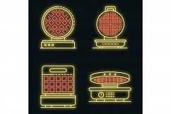 Waffle-iron icons set vector neon Product Image 1