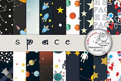 Space paper pack, space digital paper, astronaut party paper, scrapbook paper, rocket, outer space,  Stars, Moon, Galaxy, planets, Earth Product Image 1