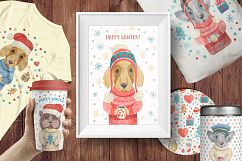 Winter Dogs Watercolor Clipart Collection Product Image 8