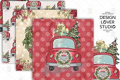 Santa Claus Car digital paper pack Product Image 2