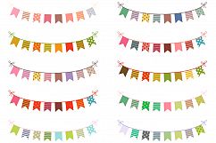 Party bunting clipart, Colorful birthday banner clip art Product Image 1