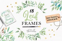 Watercolor Leaf Frames Green Leaf Clipart Borders Product Image 1