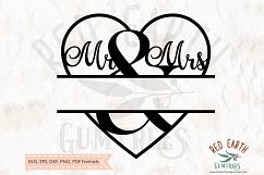 Mr &amp; Mrs split monogram frame, wedding decal SVG,DXF,PNG,EPS Product Image 1