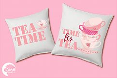 Teacups and Tea Pots in pink cliparts, graphics, illustrations AMB-961 Product Image 4