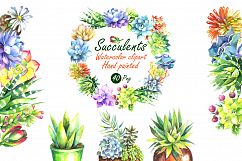Watercolor Succulents Clip Art Set Product Image 1