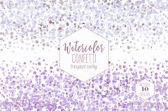 WATERCOLOR CONFETTI BORDER Clipart Commercial Use Confetti Transparent Overlays Mint Purple Pink Party Wedding Invitation Graphics Product Image 4