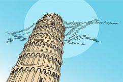 Italy Pisa tower hand drawing illustration vector Product Image 1