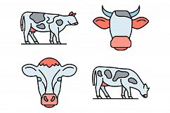 Cow icons set vector flat Product Image 1