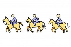 Horseback riding icons set line color vector Product Image 1