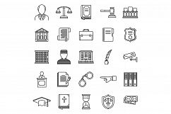 Public prosecutor icons set, outline style Product Image 1