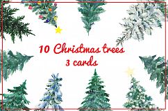 Watercolor Christmas trees Product Image 2