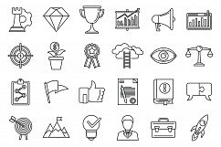 Success mission icons set, outline style Product Image 1