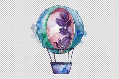 Watercolor hot air balloon PNG set Product Image 5