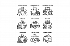 Car Repair Service Set Icons Vector Black Illustration Product Image 1