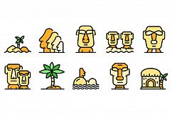 Easter Island icons vector flat Product Image 1