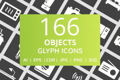 166 Objects Glyph Inverted Icons Product Image 1
