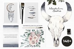 Modern Boho: nude tribal &amp; floral watercolor collection  Product Image 1