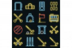 Croquet icons set vector neon Product Image 1