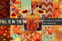 Fall Digital Papers, Autumn Backgrounds, Fall Patterns Product Image 1