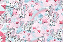 Winter Unicorn Digital Papers Product Image 3