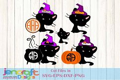 Black Cat Monogram Frames Halloween Trick or Treat Cauldron Product Image 1
