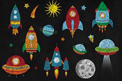 Chalkboard Rockets Clipart Product Image 1