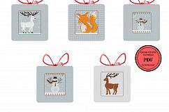 Set 5 Christmas Winter Animals, Counted Cross Stitch Pattern Product Image 9
