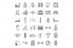 Gym personal trainer icons set, outline style Product Image 1