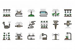 Irrigation system icons set, outline style Product Image 1