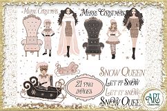 Christmas Snow Queen in Rose Gold Glitter and Pink 21 PNG Product Image 2
