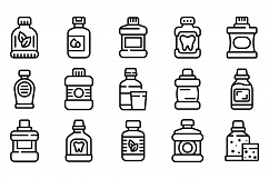 Mouthwash icons set, outline style Product Image 1