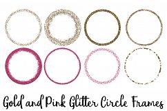 Gold and Pink Glitter Circle Frames Clip Art Product Image 1