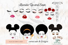 Afro hair woman with lashes bundle in SVG, DXF, PNG, EPS Product Image 1
