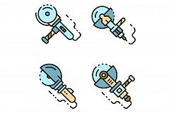 Angle grinder icons set line color vector Product Image 1