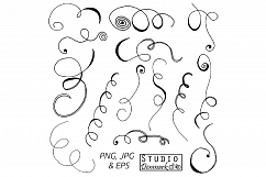 Doodle Scrolls Clipart Set - 14 Doodle Clipart Flourishes Product Image 1