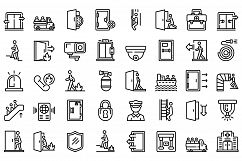 Human evacuation icons set, outline style Product Image 1