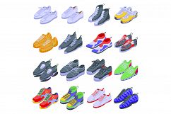 Sneakers icons set, isometric style Product Image 1