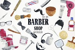Watercolor Barber Shop Clipart, Barber Shop Clip Art Product Image 1