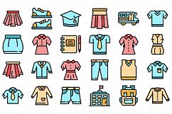 School uniform icons set vector flat Product Image 1