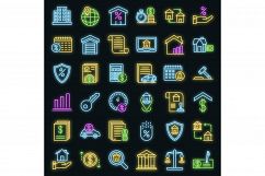 Mortgage icons set vector neon Product Image 1