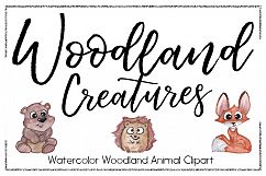 Woodland Clipart-Watercolor Clipart-Animal Clipart-Cute-Cartoon-Forest Animals-Watercolor Animal-Fox-Squirrel-Bunnie-Skunk-Turtle-Hawk-Deer Product Image 1