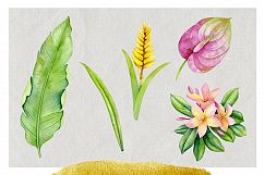 Watercolor stains &amp; tropical flowers Product Image 3